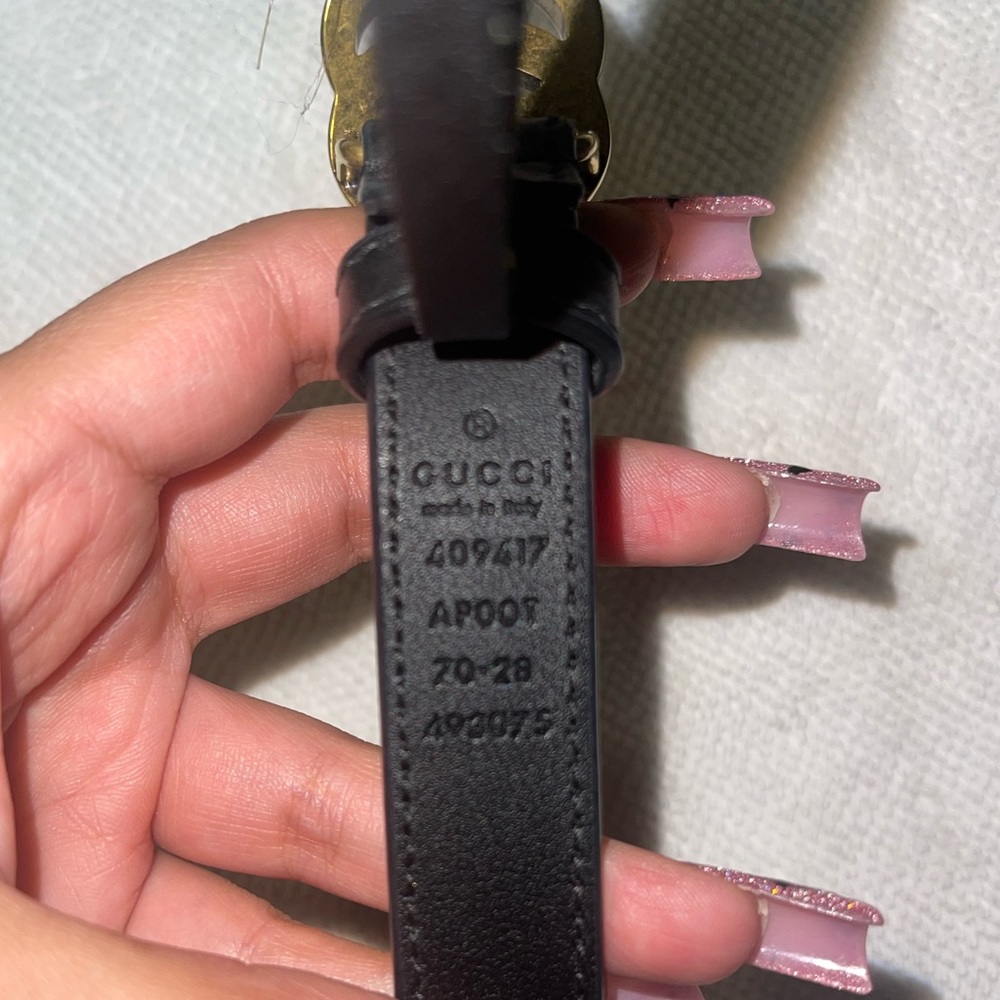 Black Gucci Leather Belt with Double G buckle - Picture 2 of 2